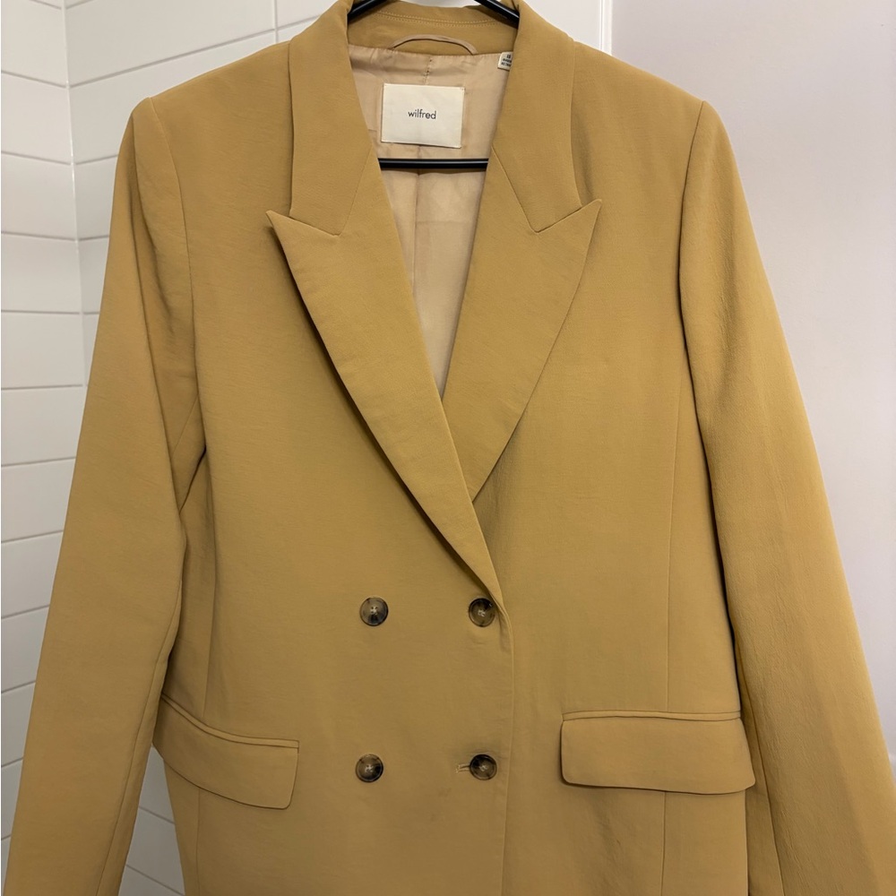Wilfred Camel Double-Breasted Blazer - size 10